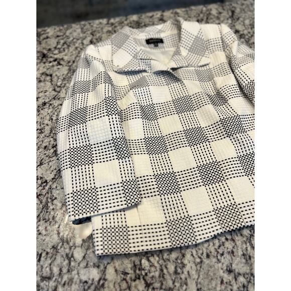 Talbots women’s jacket size 12 zip blazer coat black and white - Picture 7 of 15